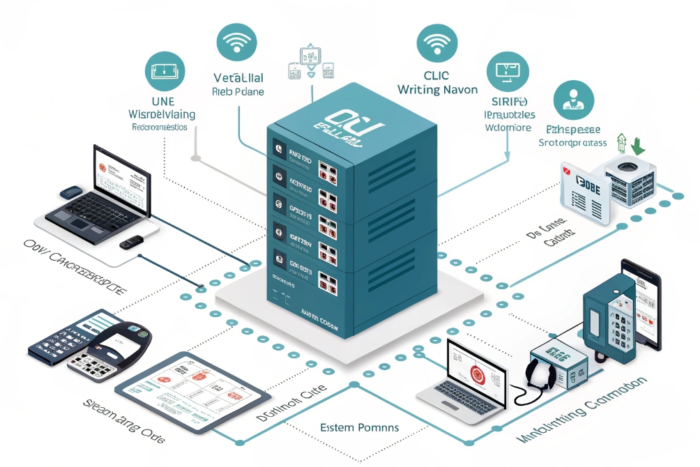Unified communication server connecting laptops IP phones intercom and security devices over SIP network