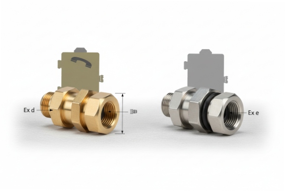 Ex d brass gland and Ex e stainless gland size comparison for enclosures