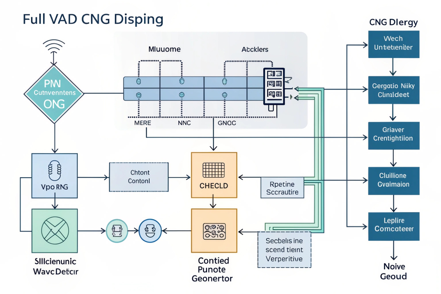 Full VAD and CNG processing block diagram for comfort noise generation