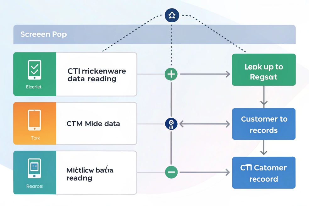 Flowchart of screen pop system for customer service