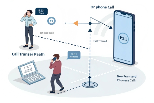 Call transfer path with phone call illustration