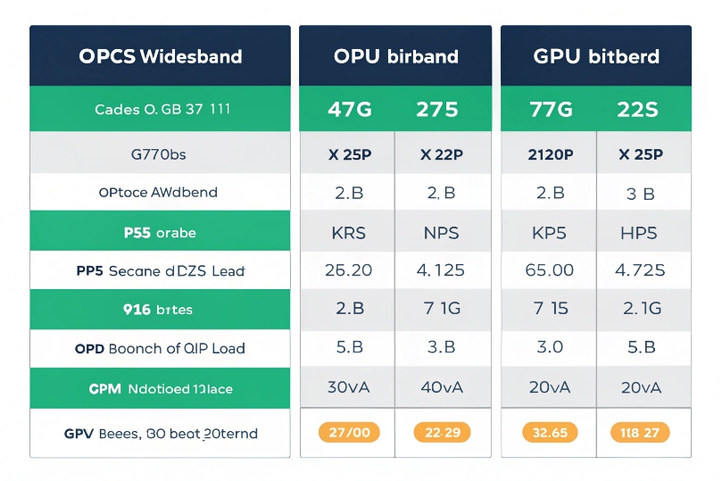 Comparison table of different wideband and narrowband VoIP profiles with columns of throughput and capacity figures