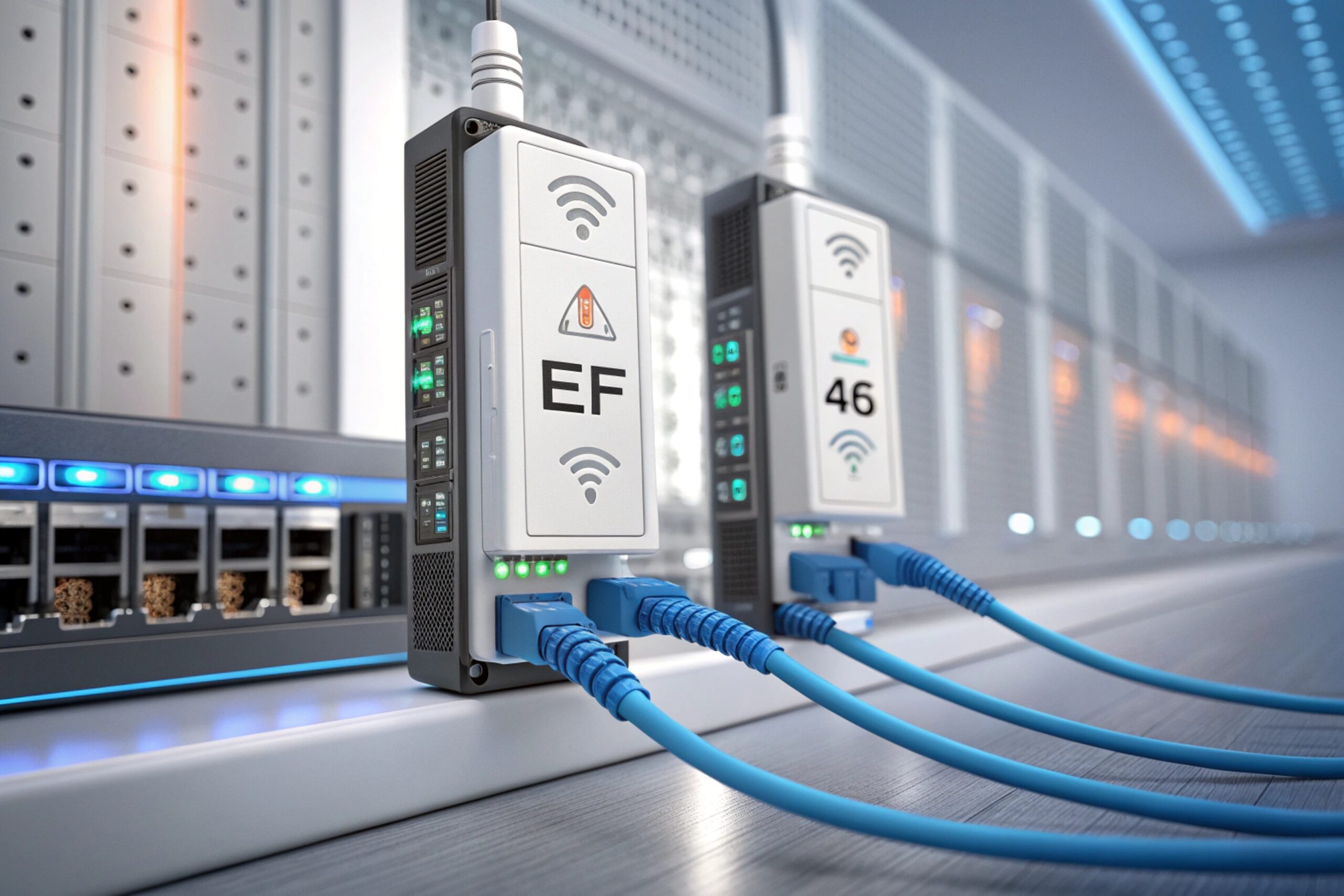 Industrial Ethernet gateway modules connected to network switch for secure data communication