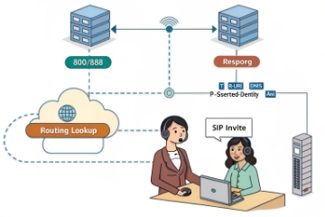 DJSlink SIP Invite routing lookup flow with Resporg and P-Asserted-Identity