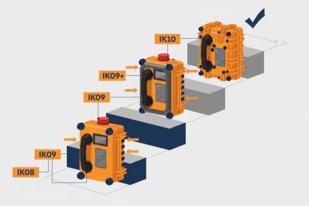 IK rating comparison chart for vandal resistant SIP phone from IK08 to IK10
