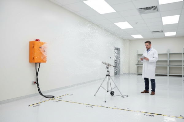 Water spray test chamber for orange wall-mounted waterproof SIP intercom