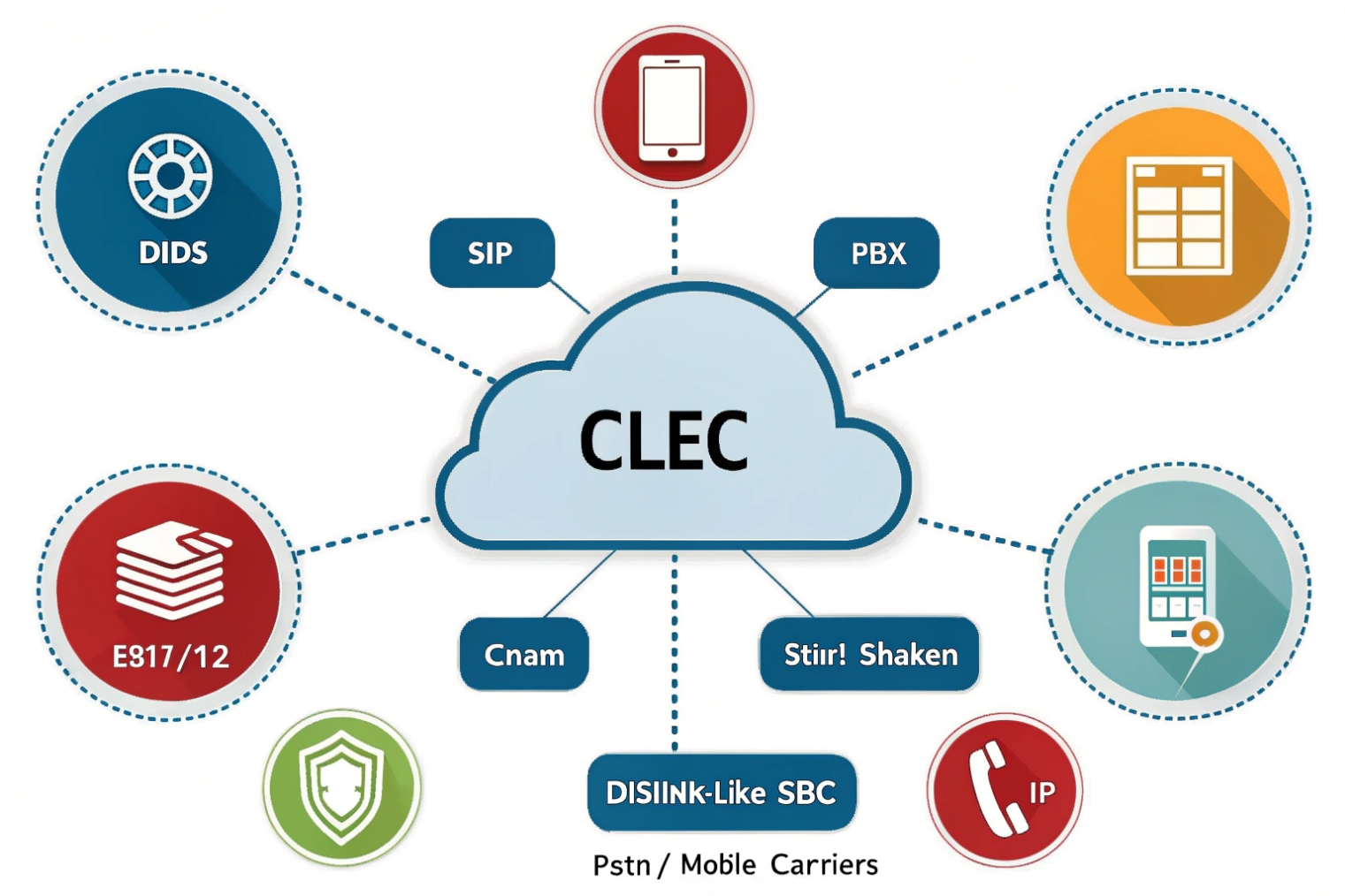 CLEC cloud platform providing DIDs SIP PBX E911 CNAM security