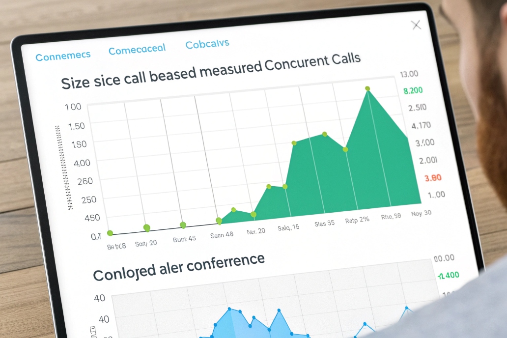 Graph showing concurrent calls over time on a tablet screen