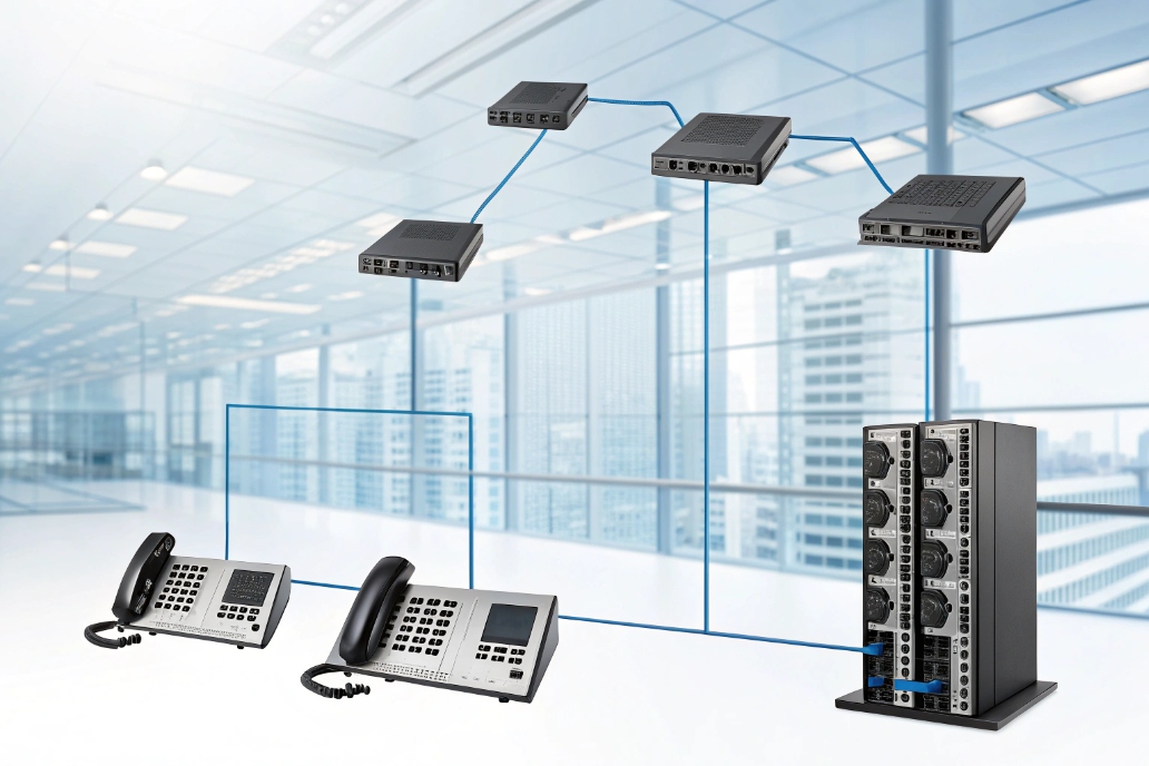 IP communication setup with multiple devices in an office