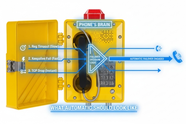 Automatic failover logic inside SIP phone using keepalive and TCP drop detection