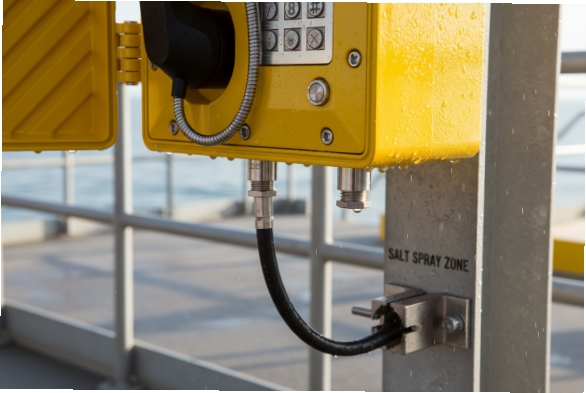 Corrosion-resistant cable glands and connectors for marine SIP phone in salt spray zone