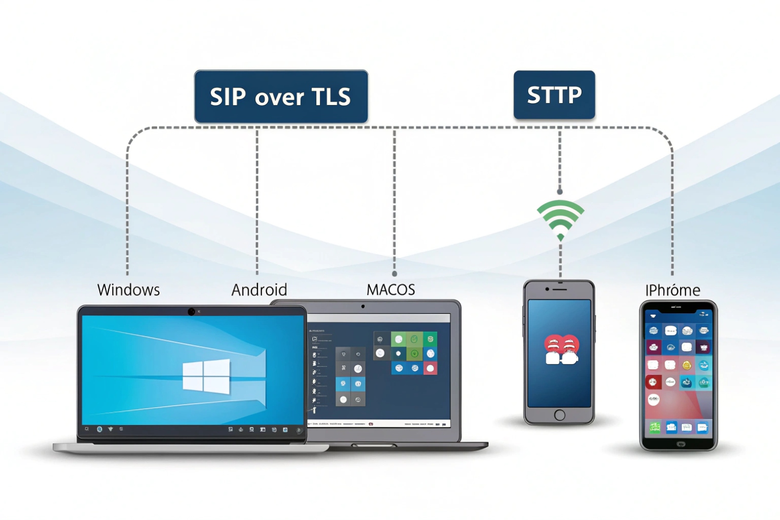 SIP softphone apps on Windows Mac Android iPhone using TLS encryption