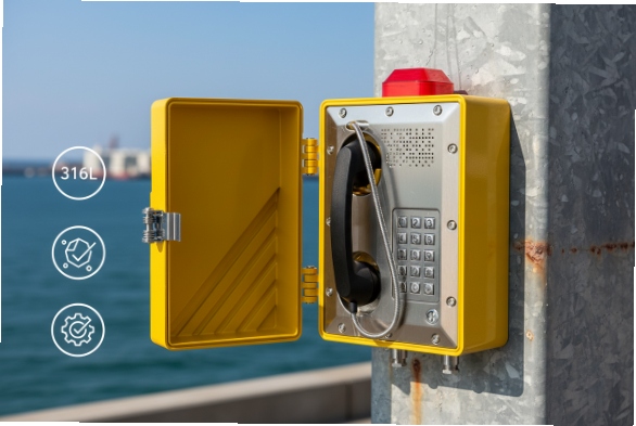 316L stainless front explosion-proof SIP phone installed outdoors by seawater