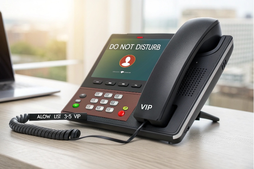 VIP SIP desk phone with do not disturb and VIP allow list