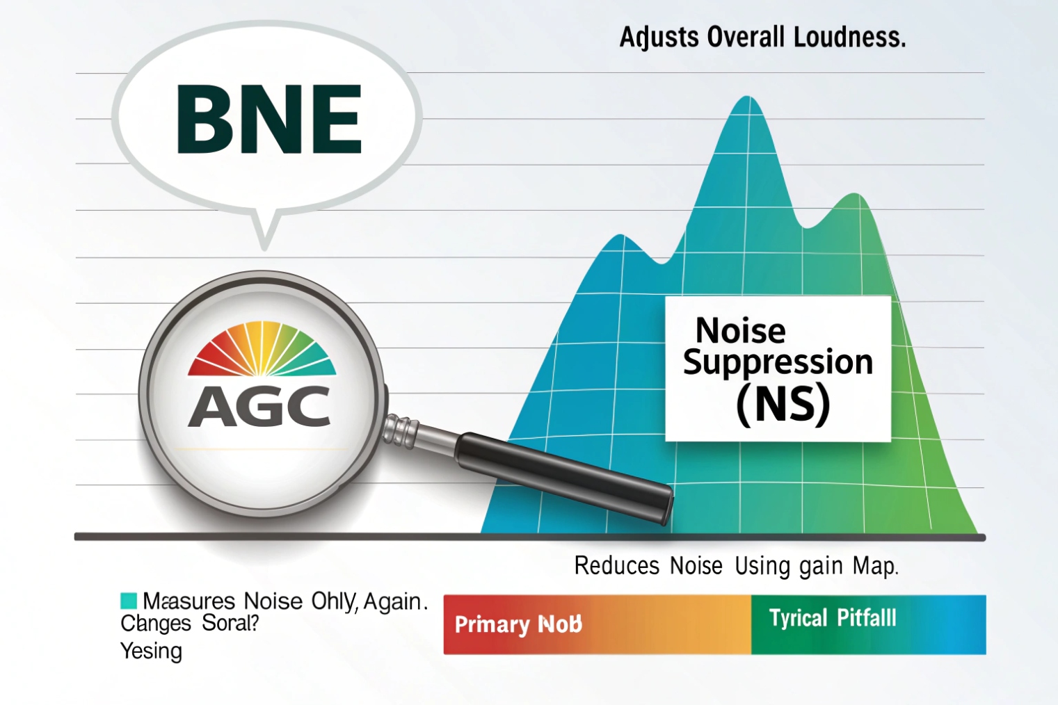 AGC automatic gain control using BNE for band based noise suppression