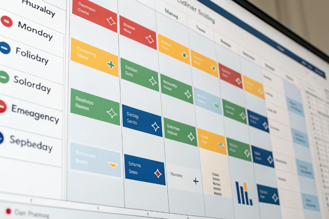Workforce management schedule dashboard for call center shifts and activities