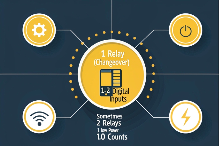 Graphic highlighting one changeover relay and 1-2 digital inputs for industrial SIP system