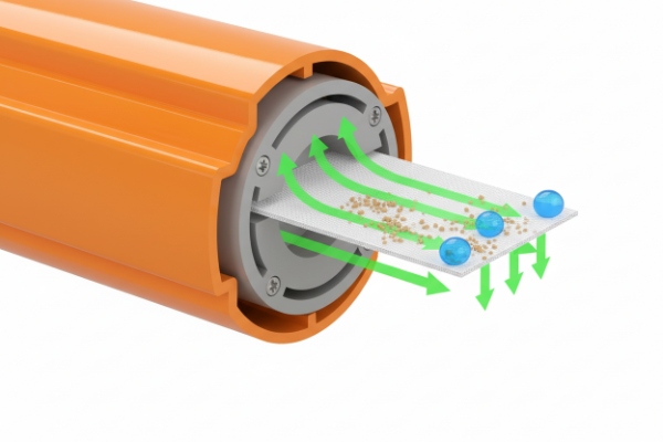 Cutaway of acoustic vent membrane filtering dust and water while allowing airflow