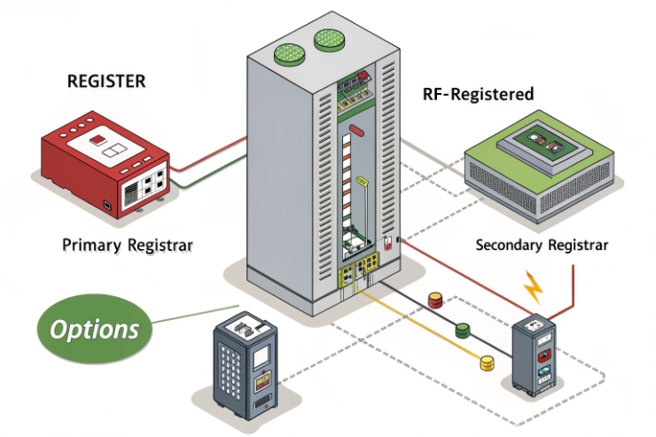 SIP registration failover diagram with primary and secondary registrar for redundancy