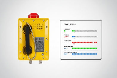Explosion-proof emergency hotline phone with status dashboard for alarms and temperature