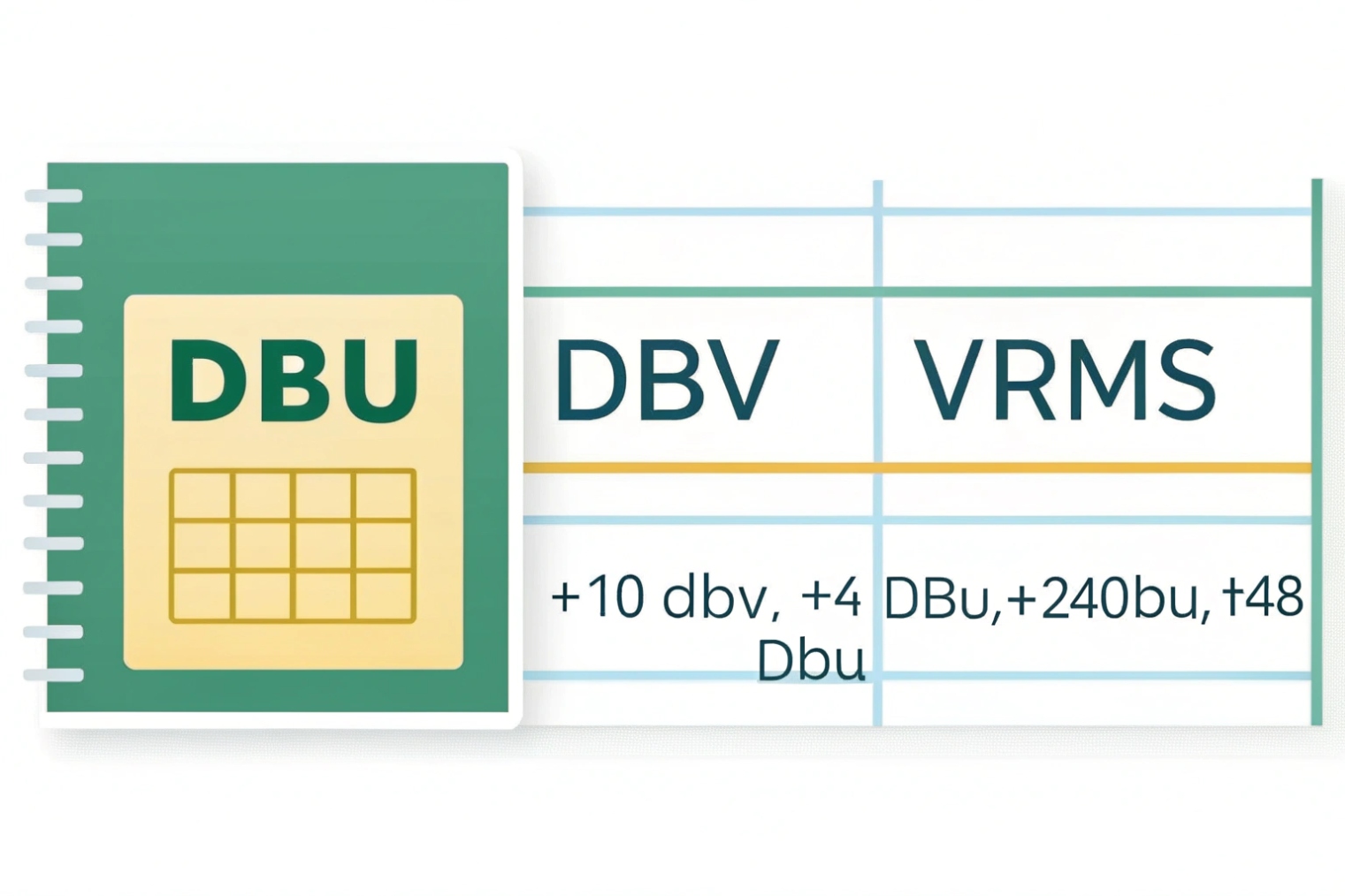 DBU DBV VRMS conversion reference chart for professional audio levels