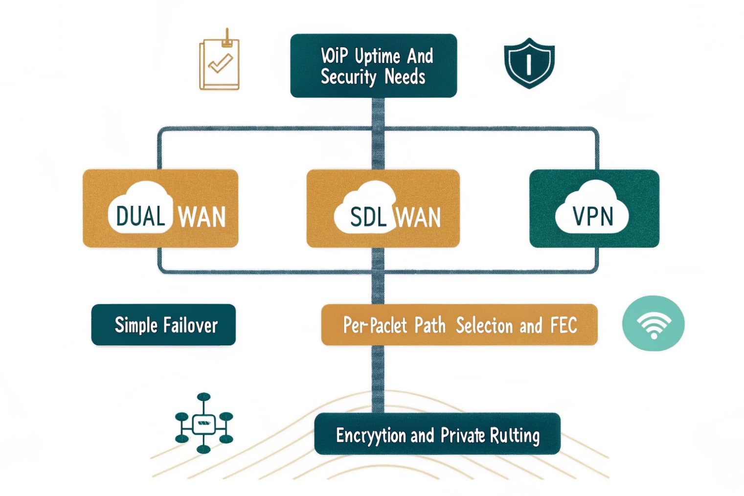 Dual WAN SD WAN and VPN options for reliable secure VoIP