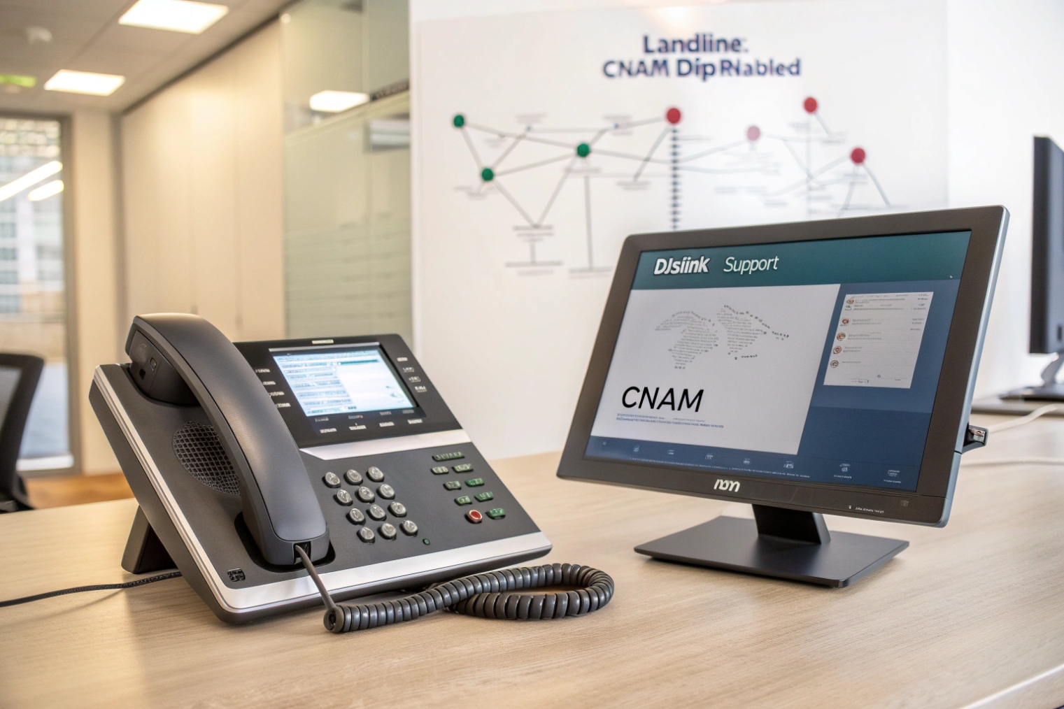 Office IP phone with CNAM support console