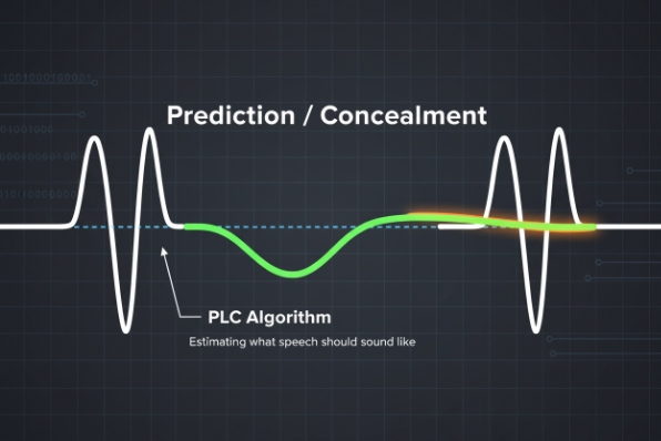 Packet loss concealment PLC algorithm waveform prediction and concealment for voice quality