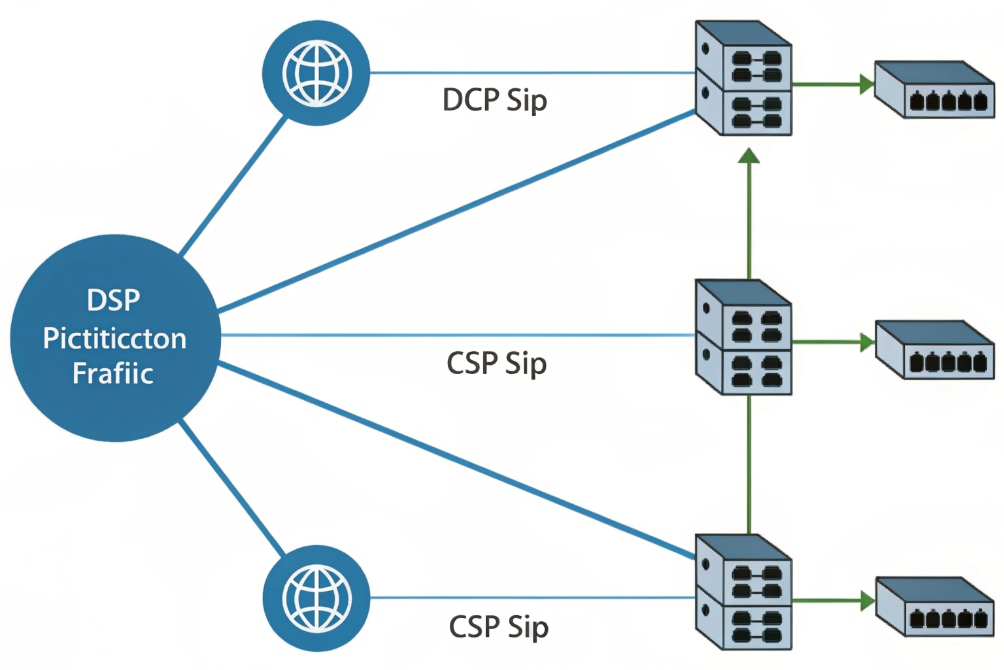 SIP communication system diagram, server connections
