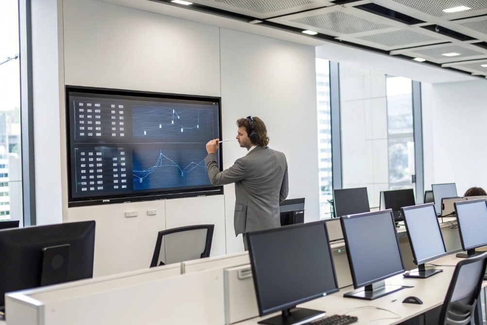 Businessman presenting data on a screen