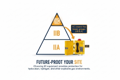 Gas group pyramid shows IIC coverage for explosive atmospheres in industrial sites