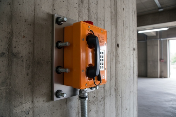 Heavy-duty mounting plate and anchor bolts securing vandal resistant SIP emergency phone