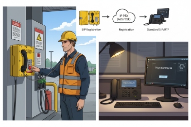 Illustration of LPG station emergency phone SIP registration to IP PBX
