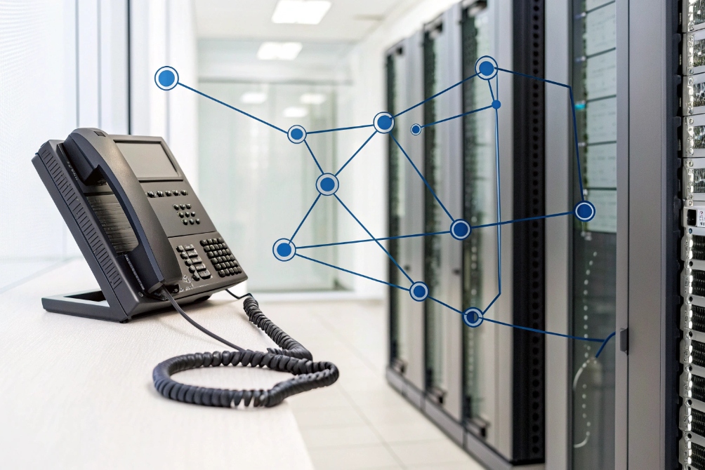 IP desk phone integrated with data center network for unified communications