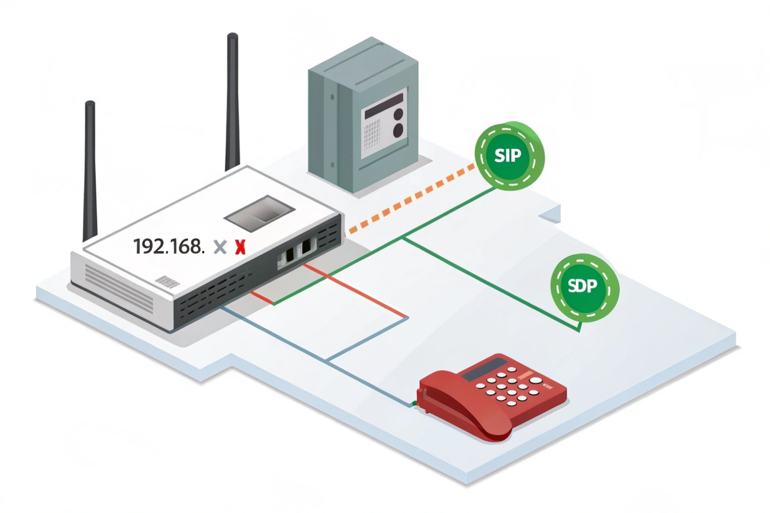 SIP SDP signaling from router to red IP phone on local network