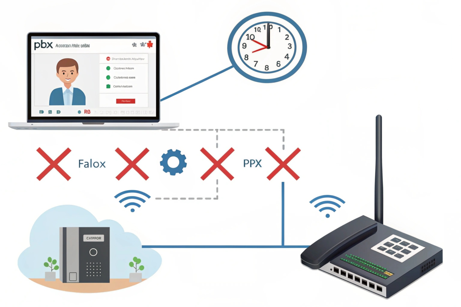 PBX video intercom and gateway connection failure due to network or firewall issues