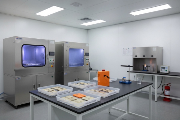 Test lab with environmental chambers and samples for weatherproof SIP phone compliance