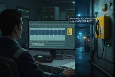 Control room operator monitors emergency phone status and incoming calls on dashboard screens