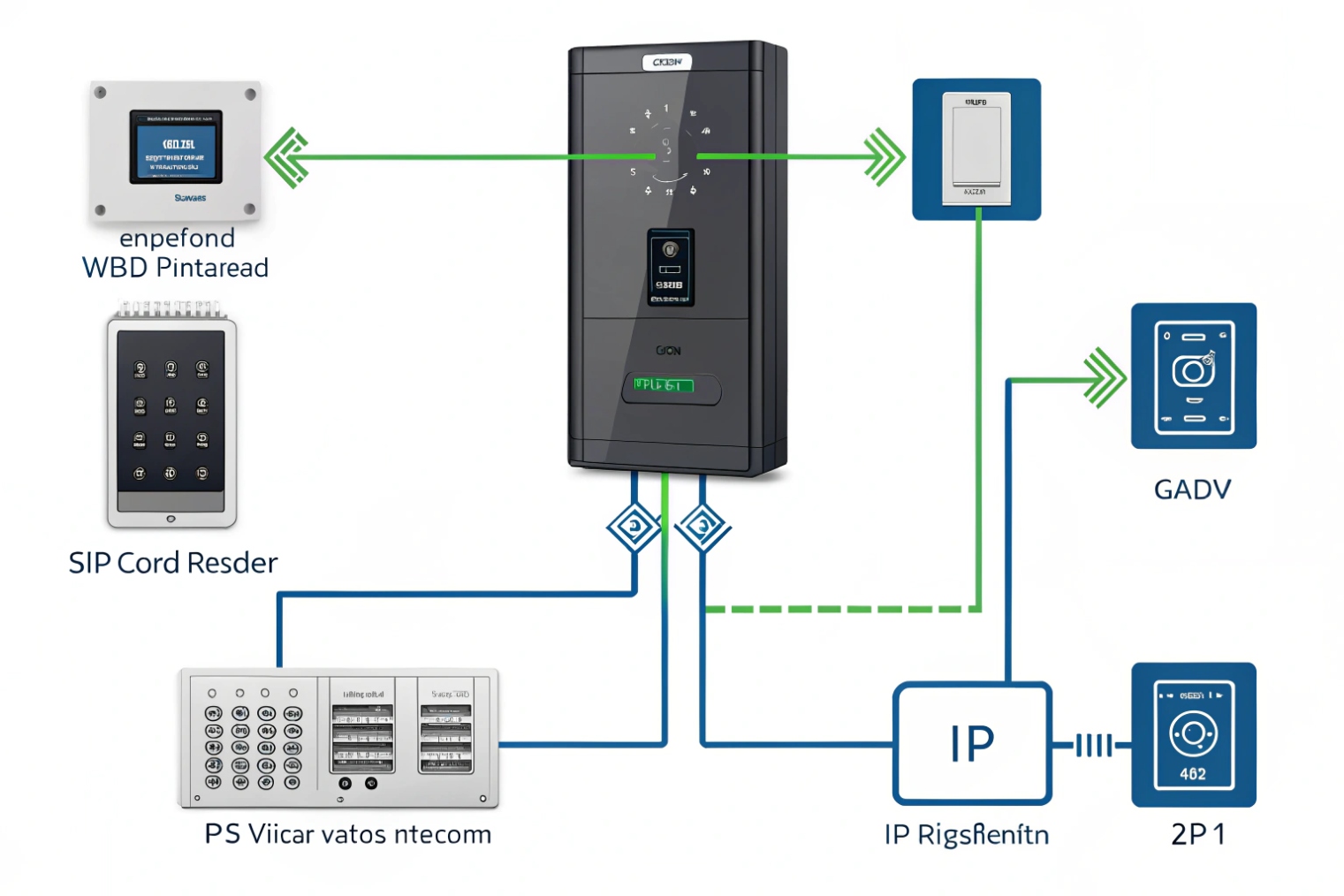 IP access controller connected to SIP card readers keypads and intercoms
