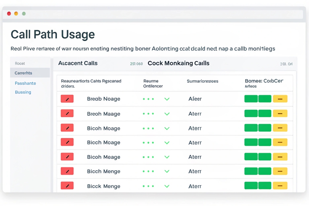 Call path usage statistics with different call data