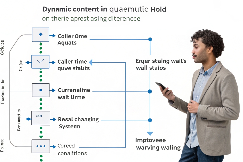 Flowchart with hold music and caller information