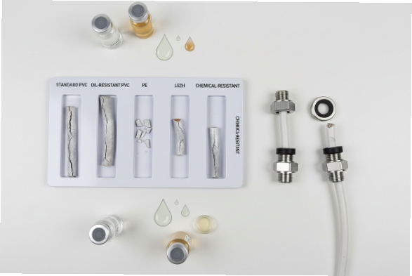 Cable jacket chemical resistance comparison with gland fittings for harsh environments