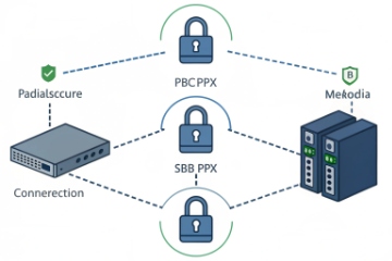 Secure VoIP topology showing SBC PBX locks between connection platform and media server