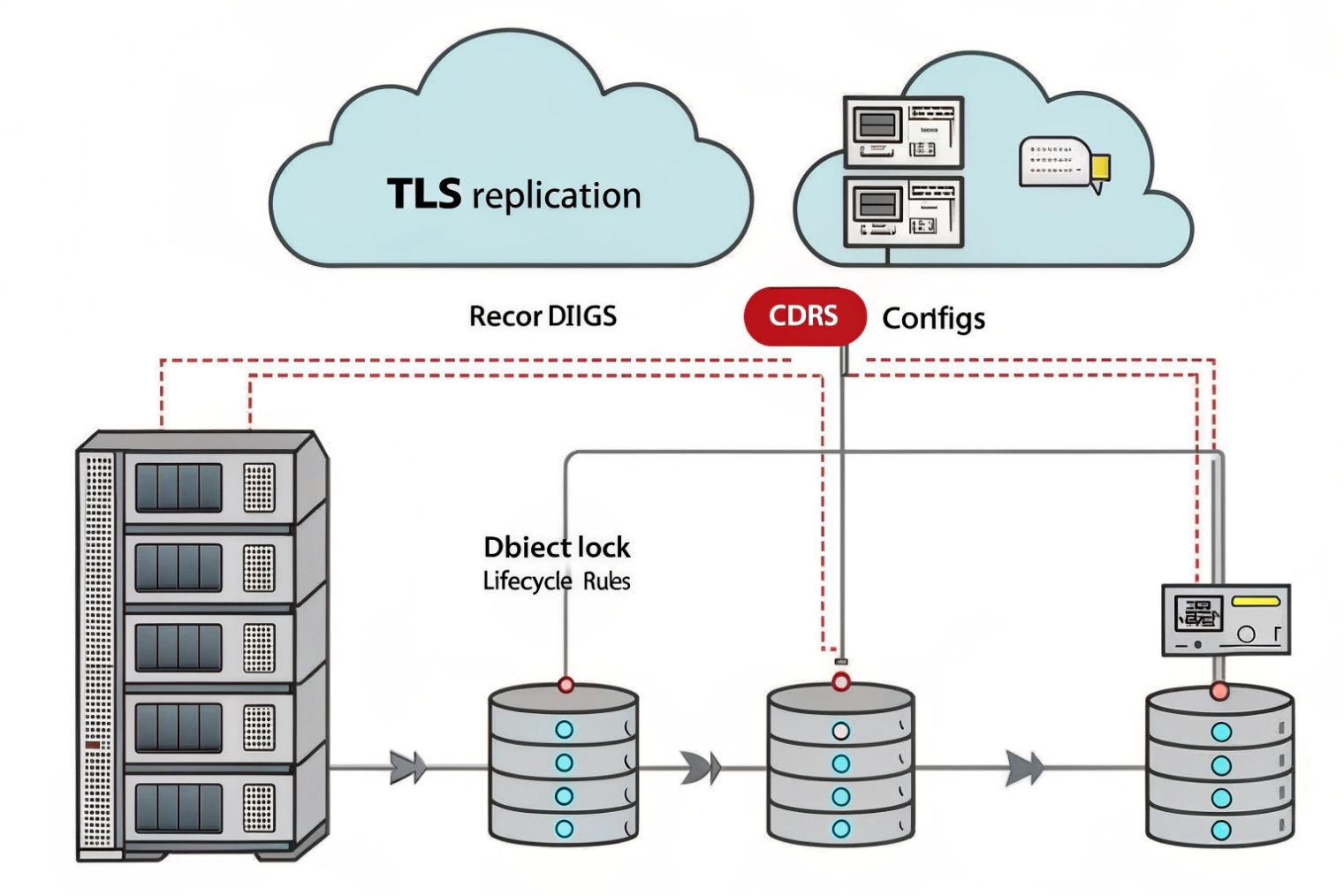 TLS replicated archival storage with object lock