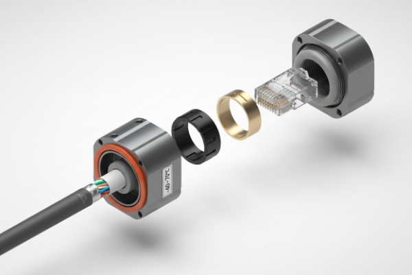 Exploded waterproof RJ45 connector with sealing rings for outdoor SIP intercom wiring