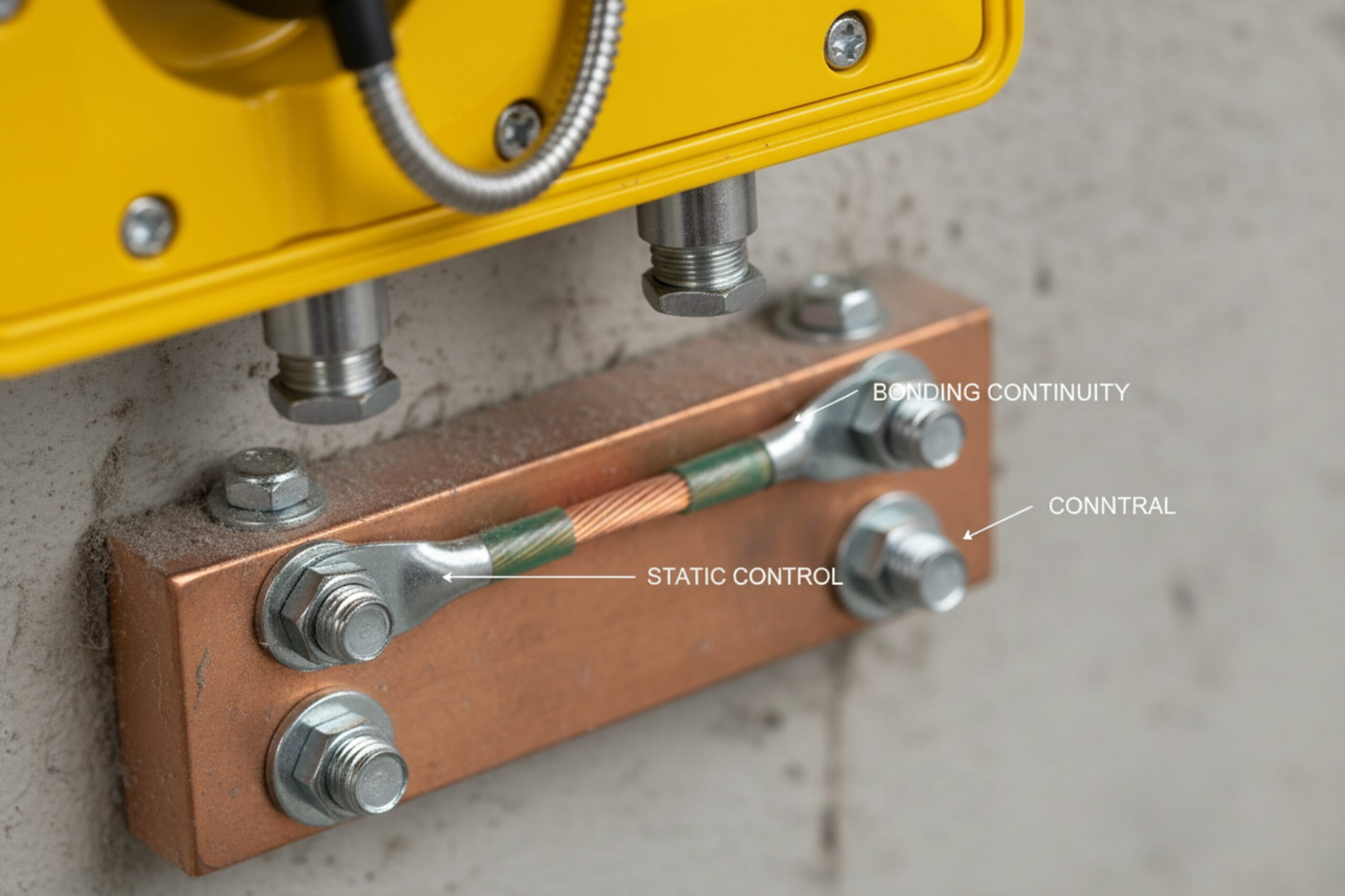 Bonding and earthing connection detail for static control on explosion-proof SIP phone installation