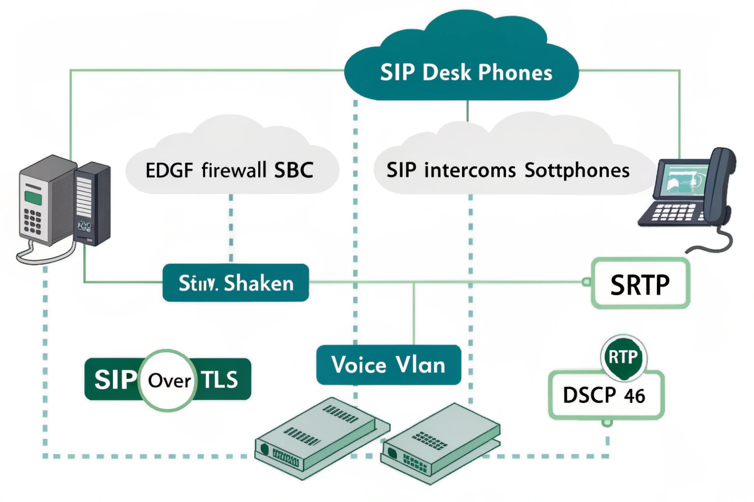 Secure SIP voice network architecture