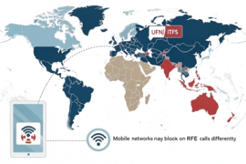 DJSlink global UFN ITFS coverage map showing regions and mobile network restrictions