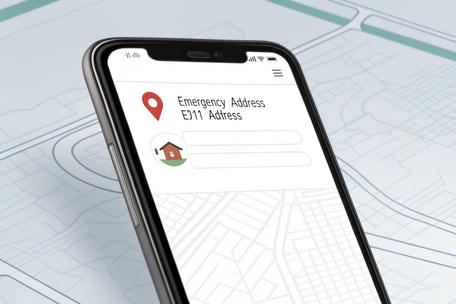 Smartphone app screen for configuring emergency E911 address for Wi-Fi calling
