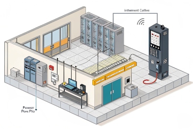 Indoor SIP access control terminal connected to network racks for secure intercom communication